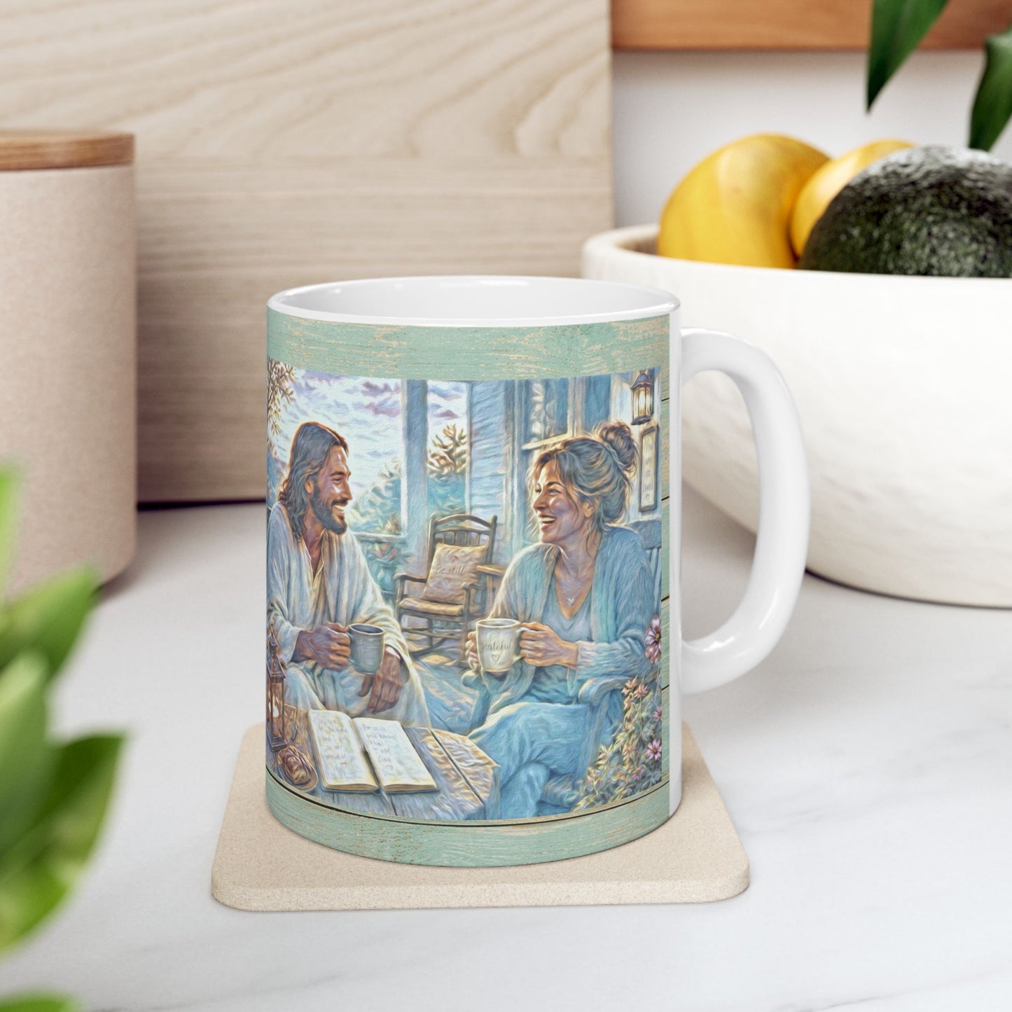 Coffee with Jesus Ceramic Mug – Inspirational Coffee Cup (11oz)