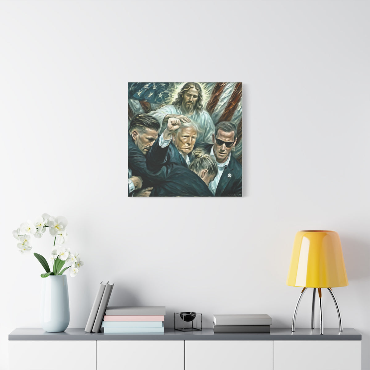 Trump With Jesus—Matte Canvas Art
