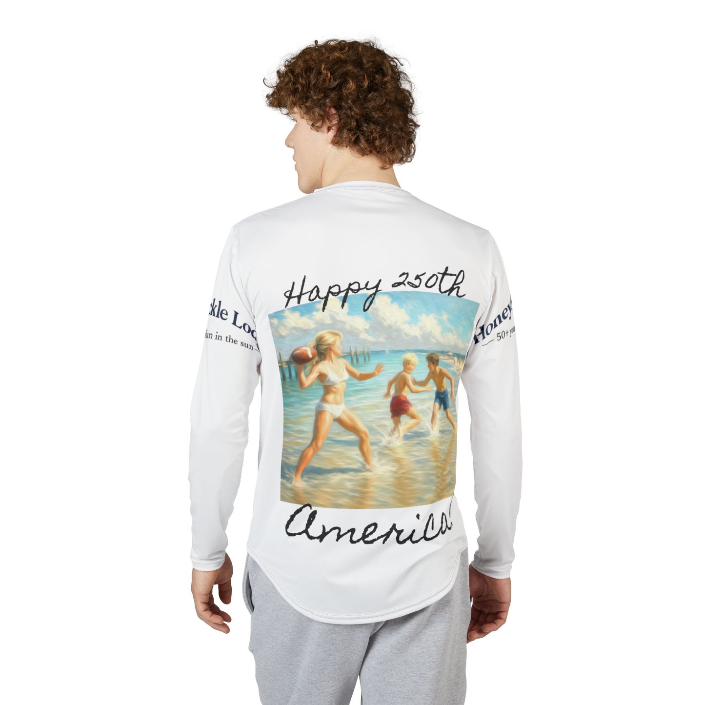 HSL UV tee Vintage Beach Long Sleeve Shirt —  “I Hear You Call to Me" Patriotic 250th Design