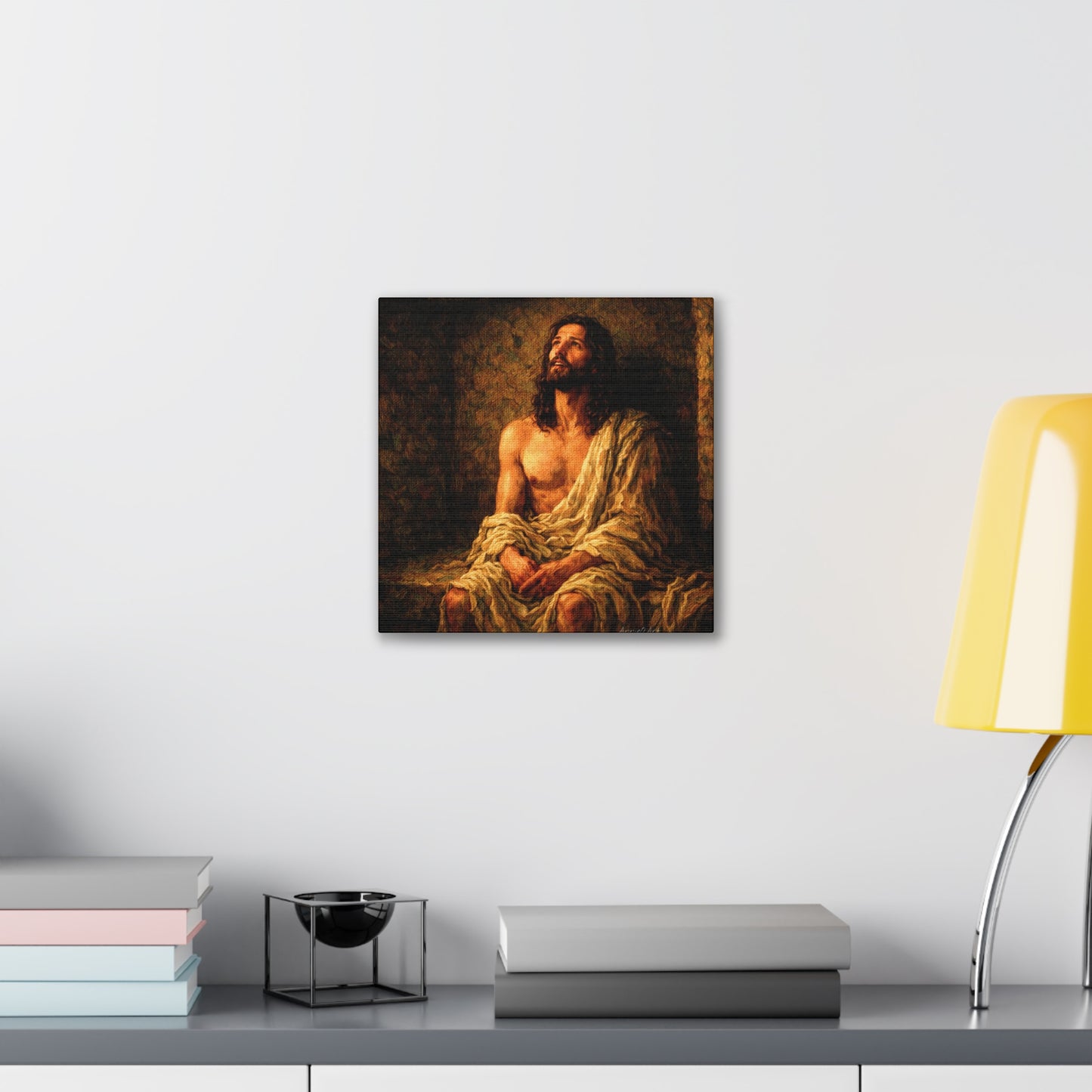 Jesus in Thanksgiving Prayer ‘Resurrection Day’ Canvas Stretched Wall Art — Religious Christian Home Decor