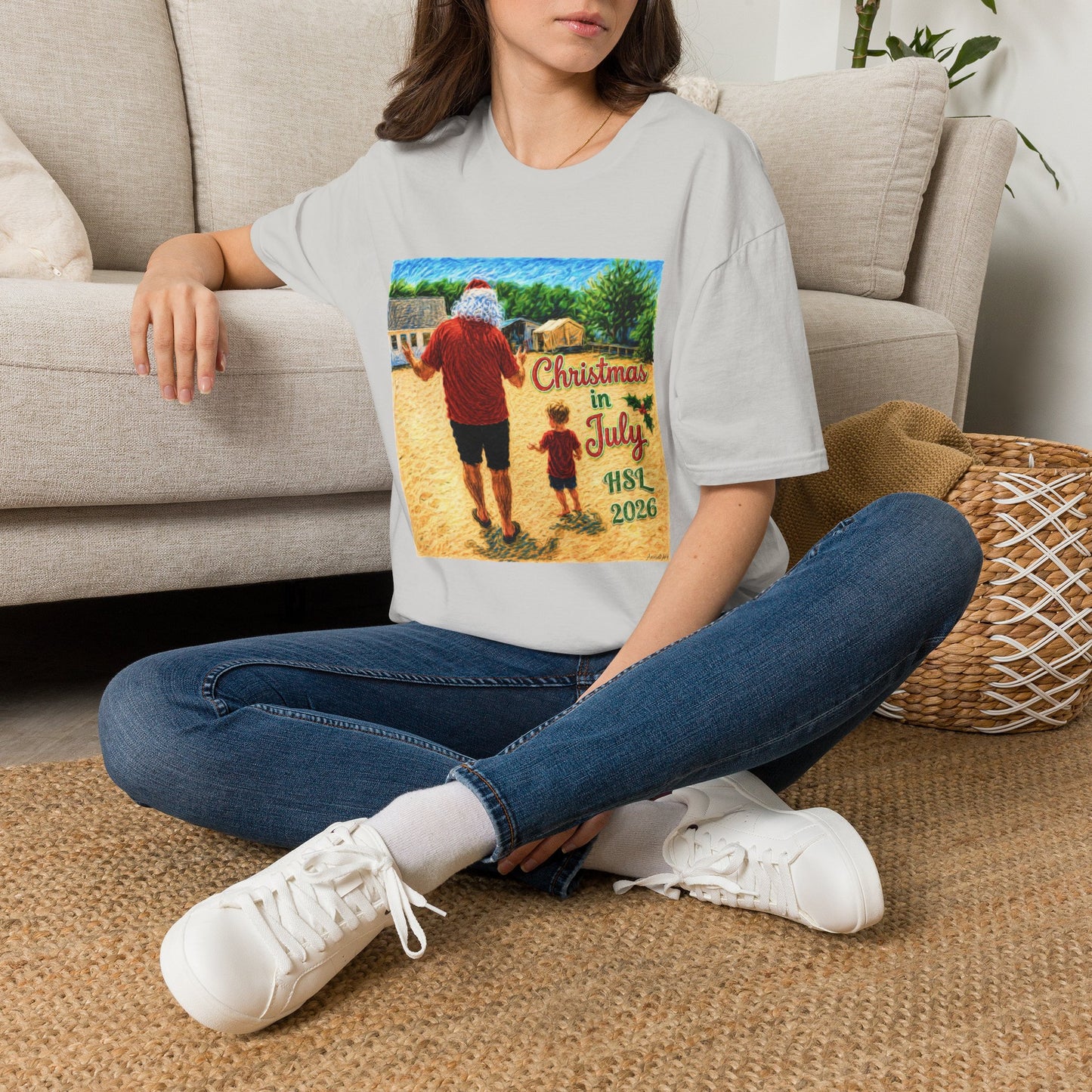 T-Shirt — Christmas in July Santa Beach Graphic Tee