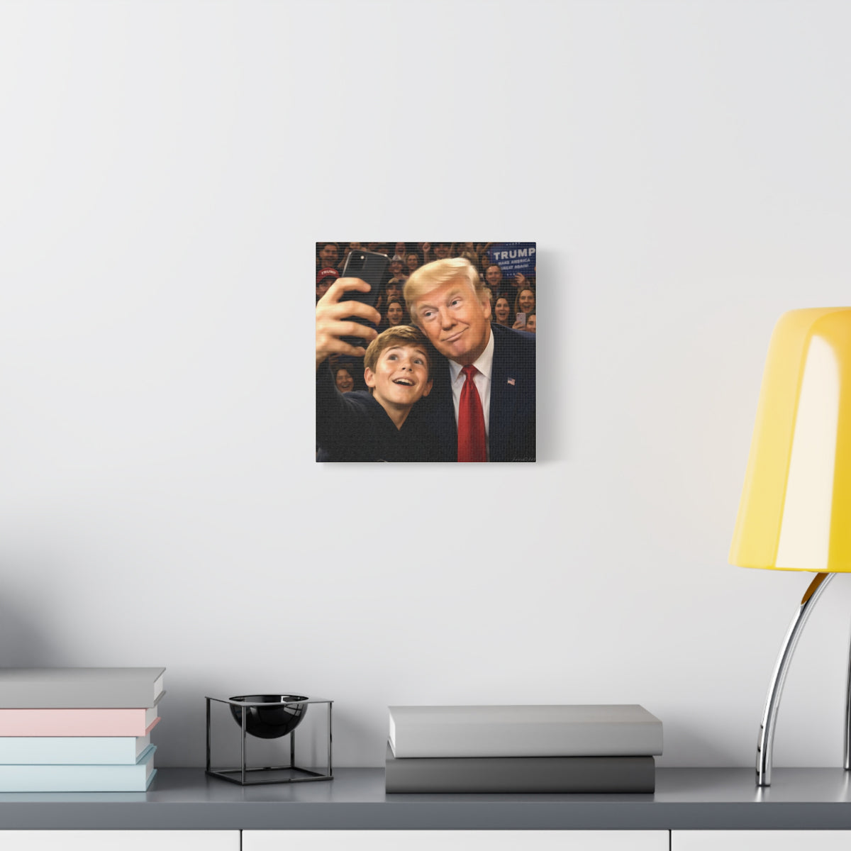 Trump Rally Canvas Wall Art — President Selfie Print on Stretched Matte Canvas