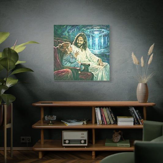 Jesus with Child Matte Canvas Wall Art — Stretched 1.25" Inspirational Christian Decor
