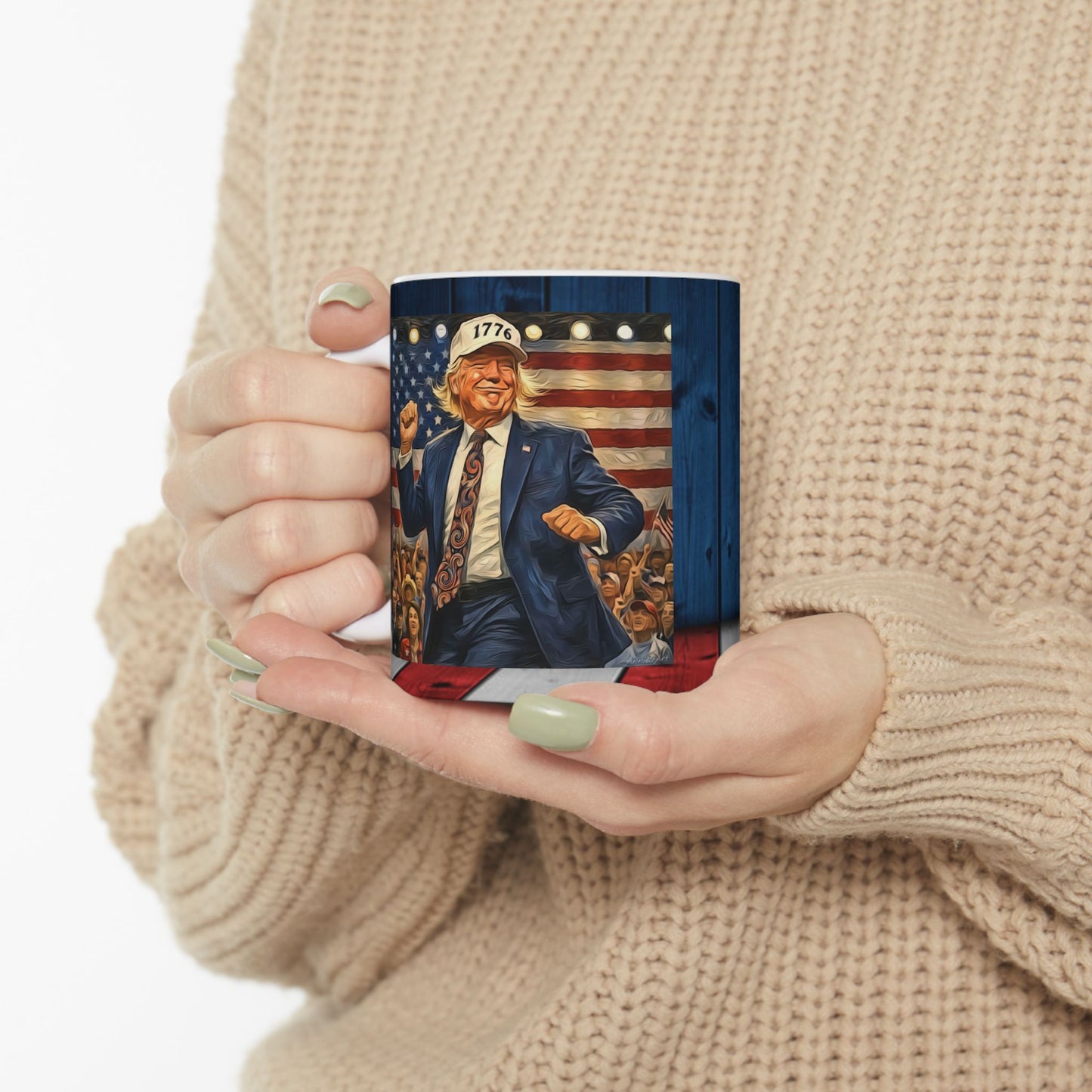 2- sided Trump Patriotic Beach Retro Ceramic Mug - Vintage Americana