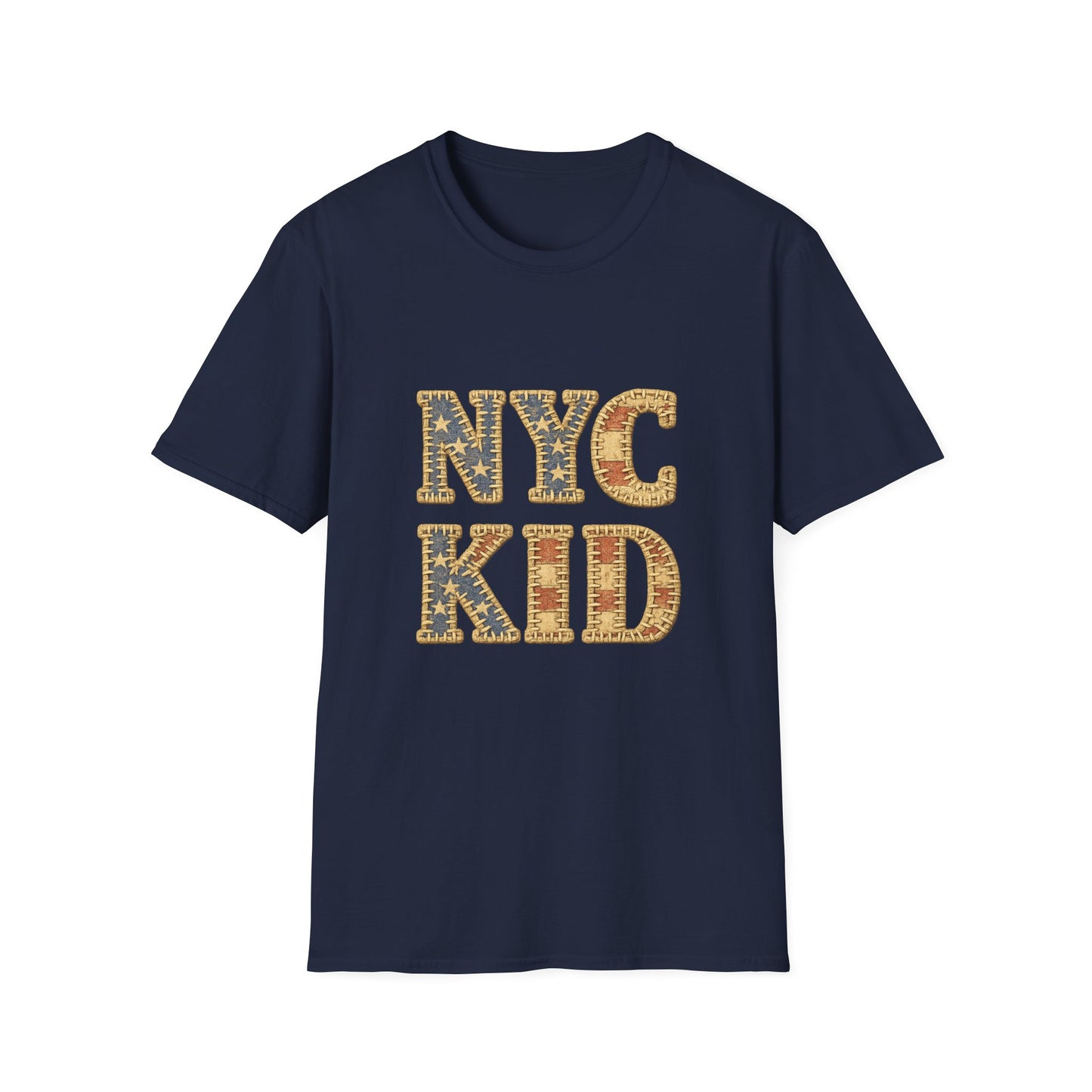 NYC Kid T-Shirt — New York City Vintage Flag Quilt-look Tee