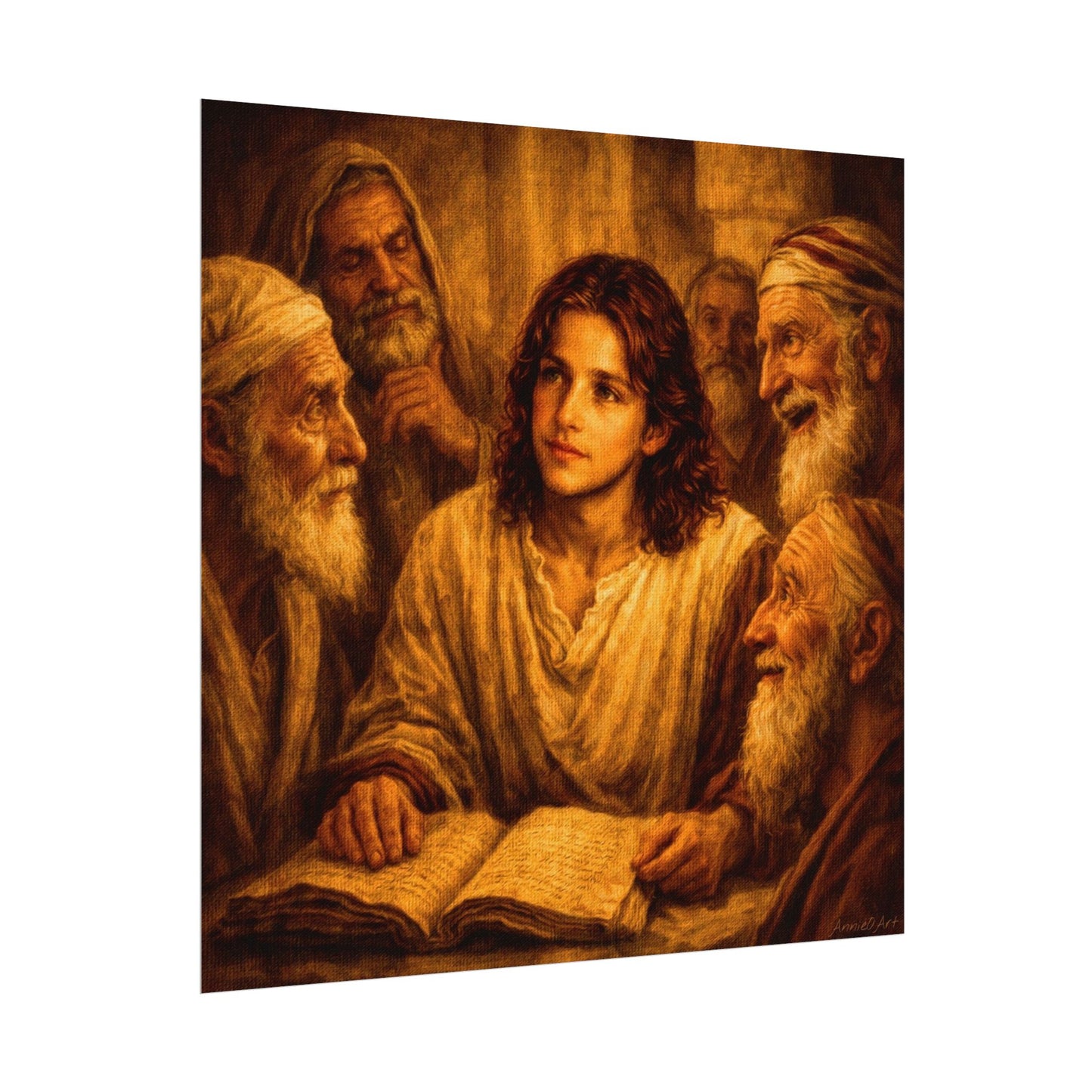Jesus Teaching at the Temple — Textured Oil Matte Wall Art Poster