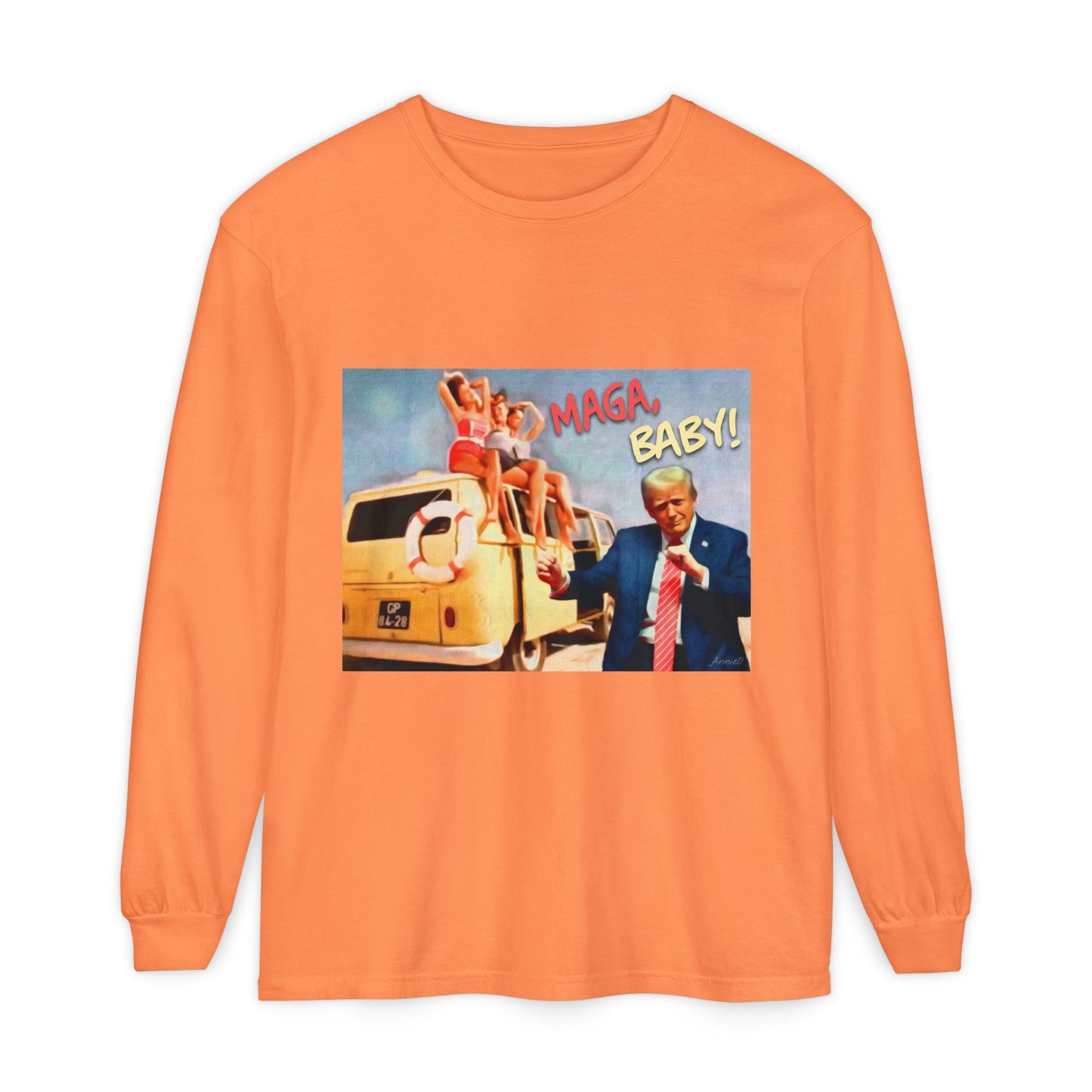 Being MAGA everywhere! Vintage Political Graphic Long Sleeve Tee — "MAGA Baby!" Design