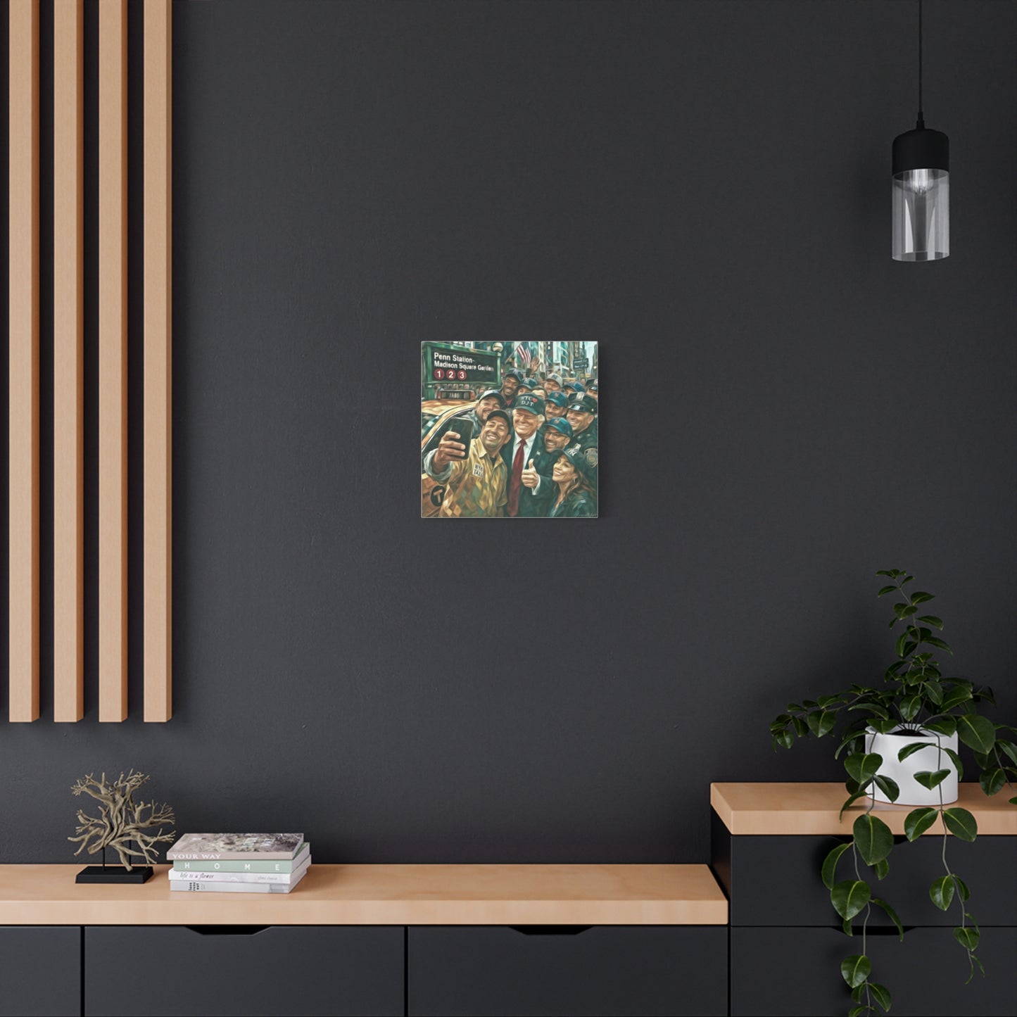 NYC❤️DJT—Trump New York Taxi Selfie Matte Canvas Wall Art — Stretched 1.25"