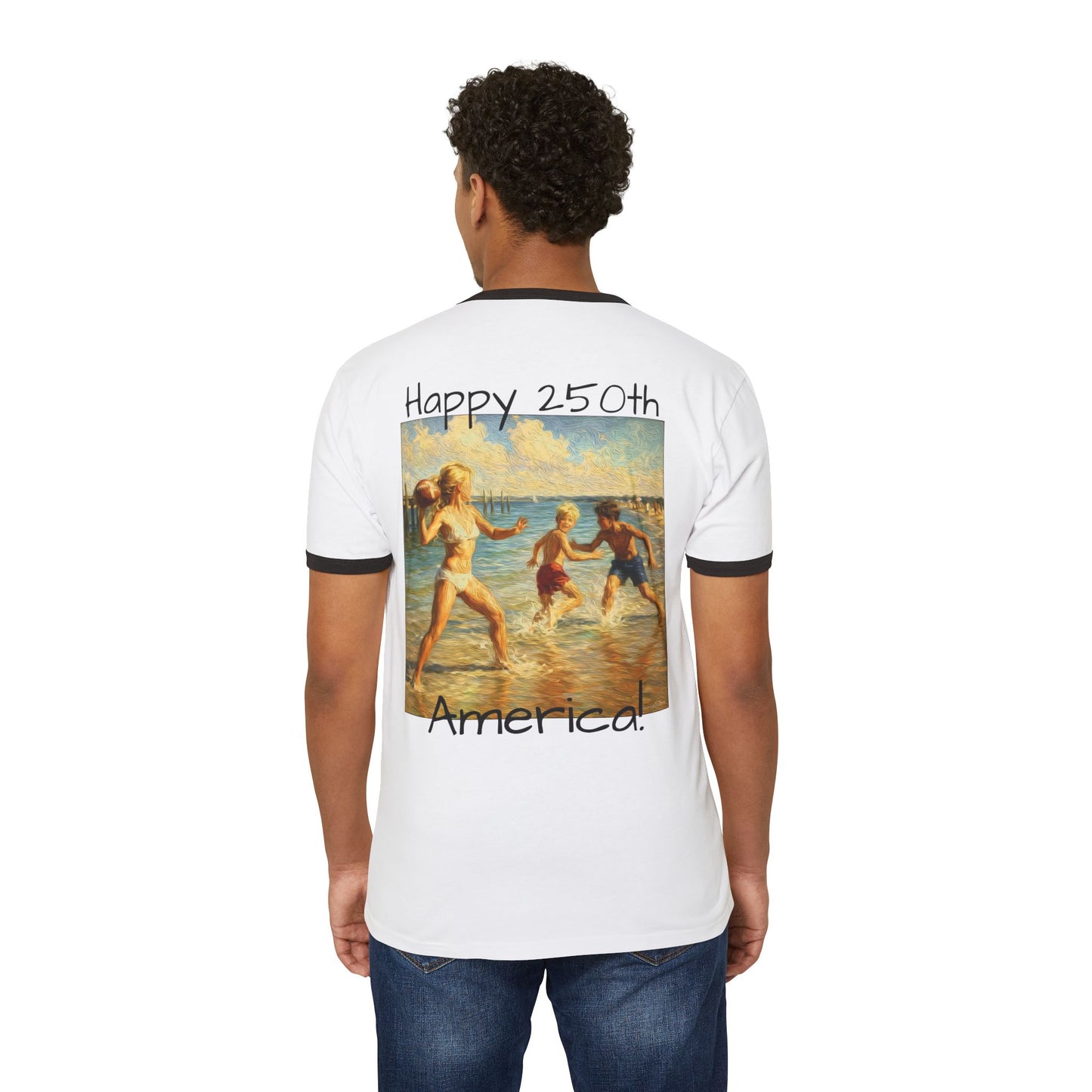 ‘Hold Your Form’ -250th America Vintage Beach Ringer Font & Back Design T-Shirt