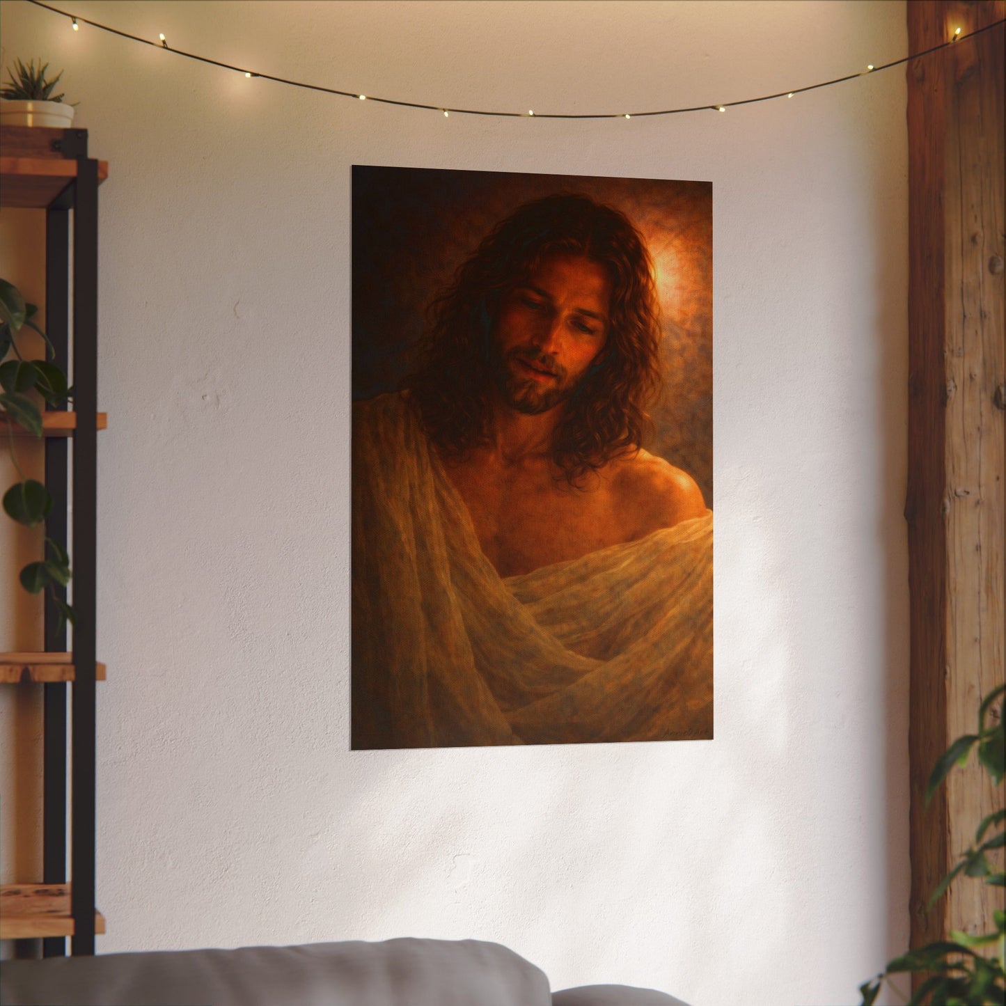 Jesus Portrait Watercolor Poster — Textured Matte Religious Art Print