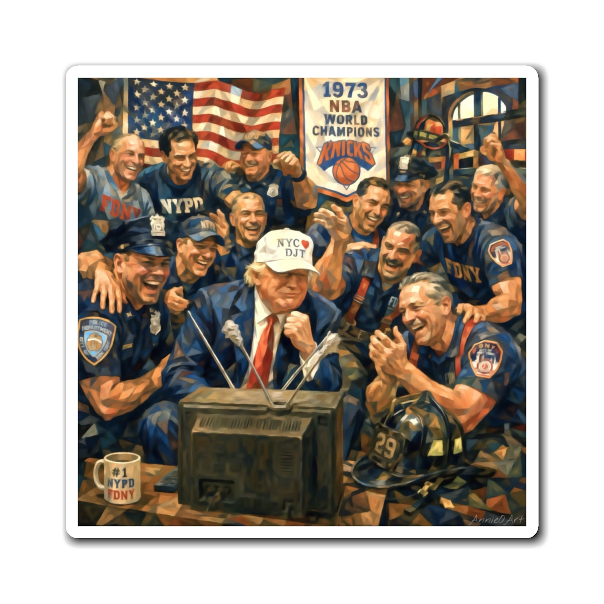 Trump Knicks Patriotic First Responders Fridge Magnet — NYPD/FDNY Tribute