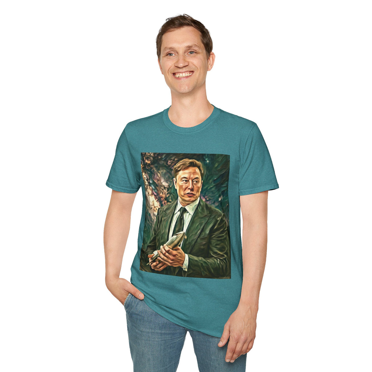 Elon Musk with Rocket— Graphic T-Shirt