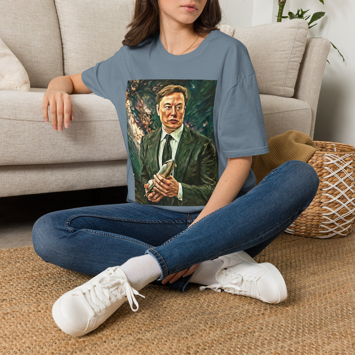 Elon Musk with Rocket— Graphic T-Shirt
