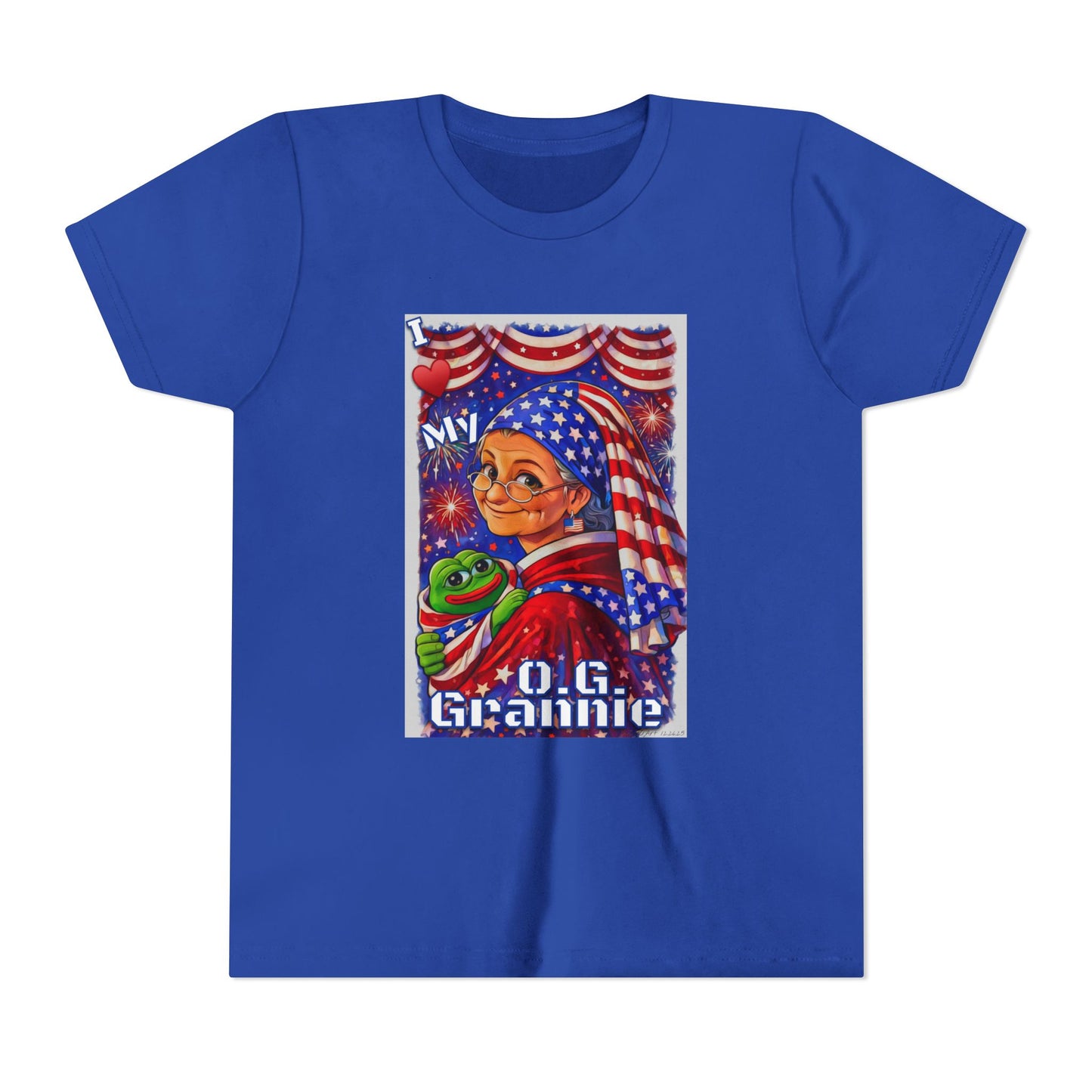 Grandma Anons & Keyboard Warriors for your Littles, “I ♥️ My O.G. Grannie" Youth T-Shirt – American Flag Grandma Design
