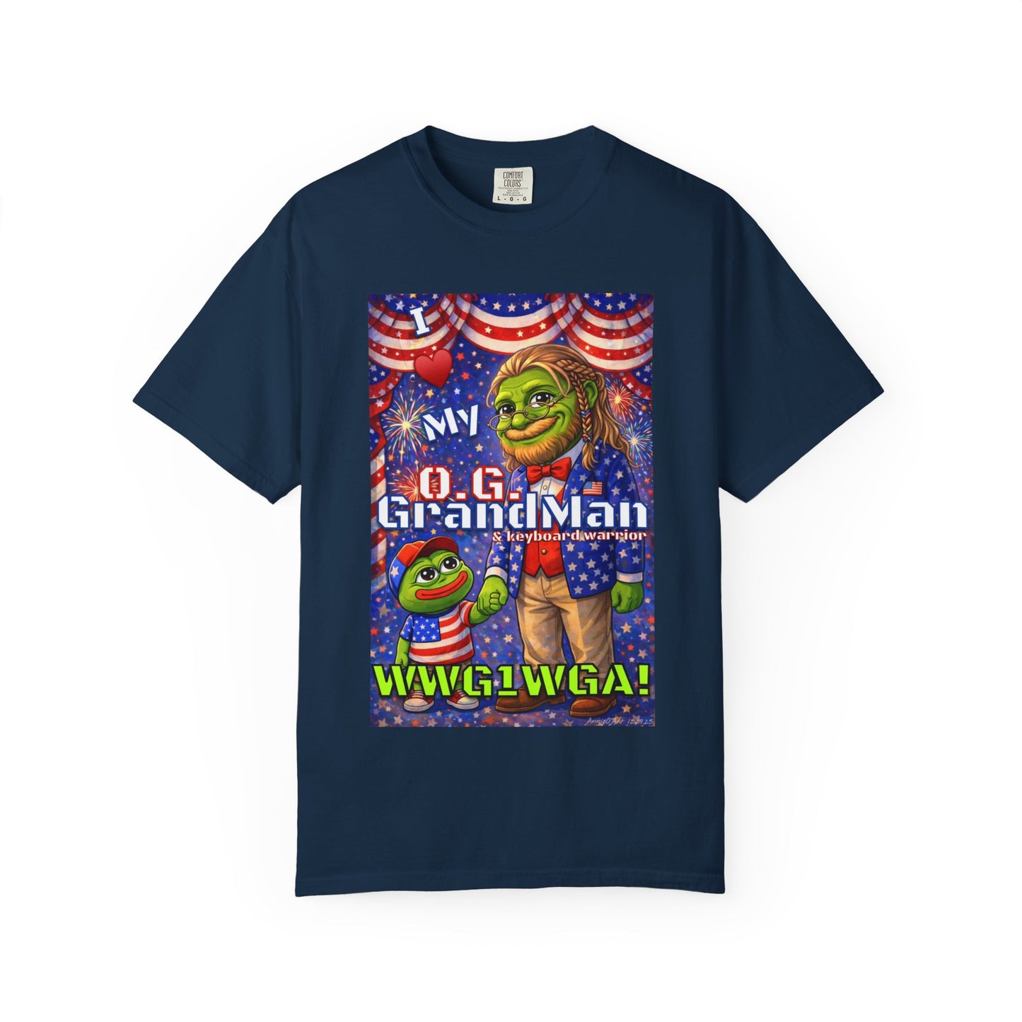 Grandpa/GrandMan Keyboard Warriors— "I ♥️ My O.G. GrandMan" Patriotic Pepe Graphic (WWG1WGA)
