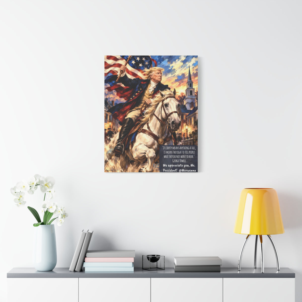 Patriotic Trump Canvas Print — 'We Appreciate You, Mr. President' Matte Stretched Wall Art