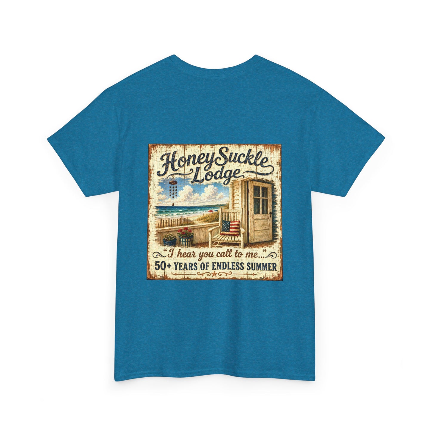 Vintage Beach T‑Shirt — 'Honeysuckle Lodge: 50+ Years of Endless Summer' Retro Seaside Tee