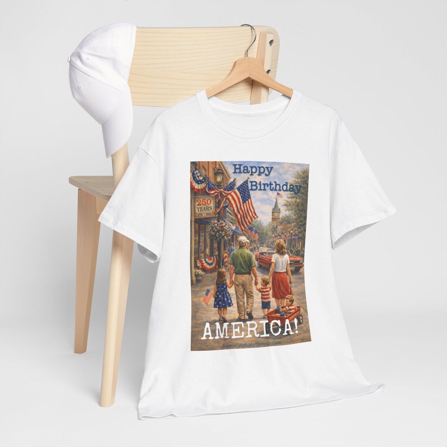 250th Patriotic "Happy Birthday America!" T-Shirt — Vintage Fourth of July Tee
