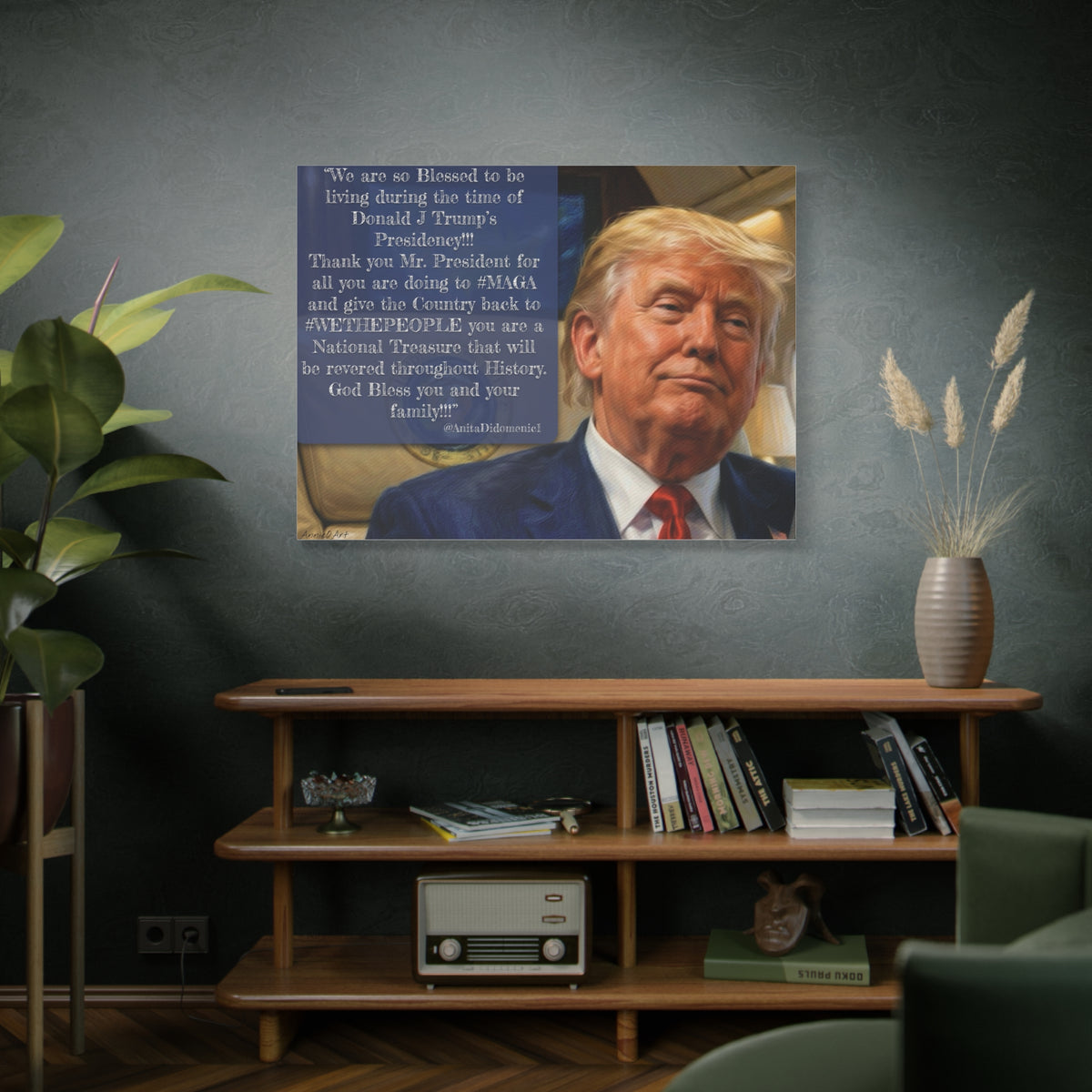 Canvas Wall Art — Patriotic Tribute Quote with President Trump Portrait