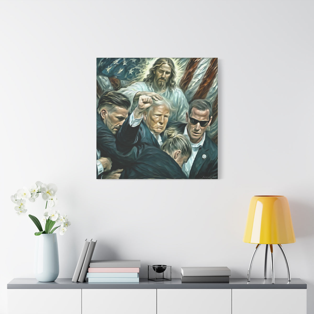 Trump With Jesus—Matte Canvas Art