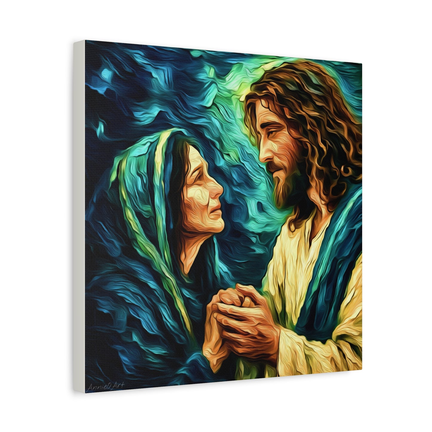 Jesus Comforting Mother Mary—Matte Canvas Wall Art