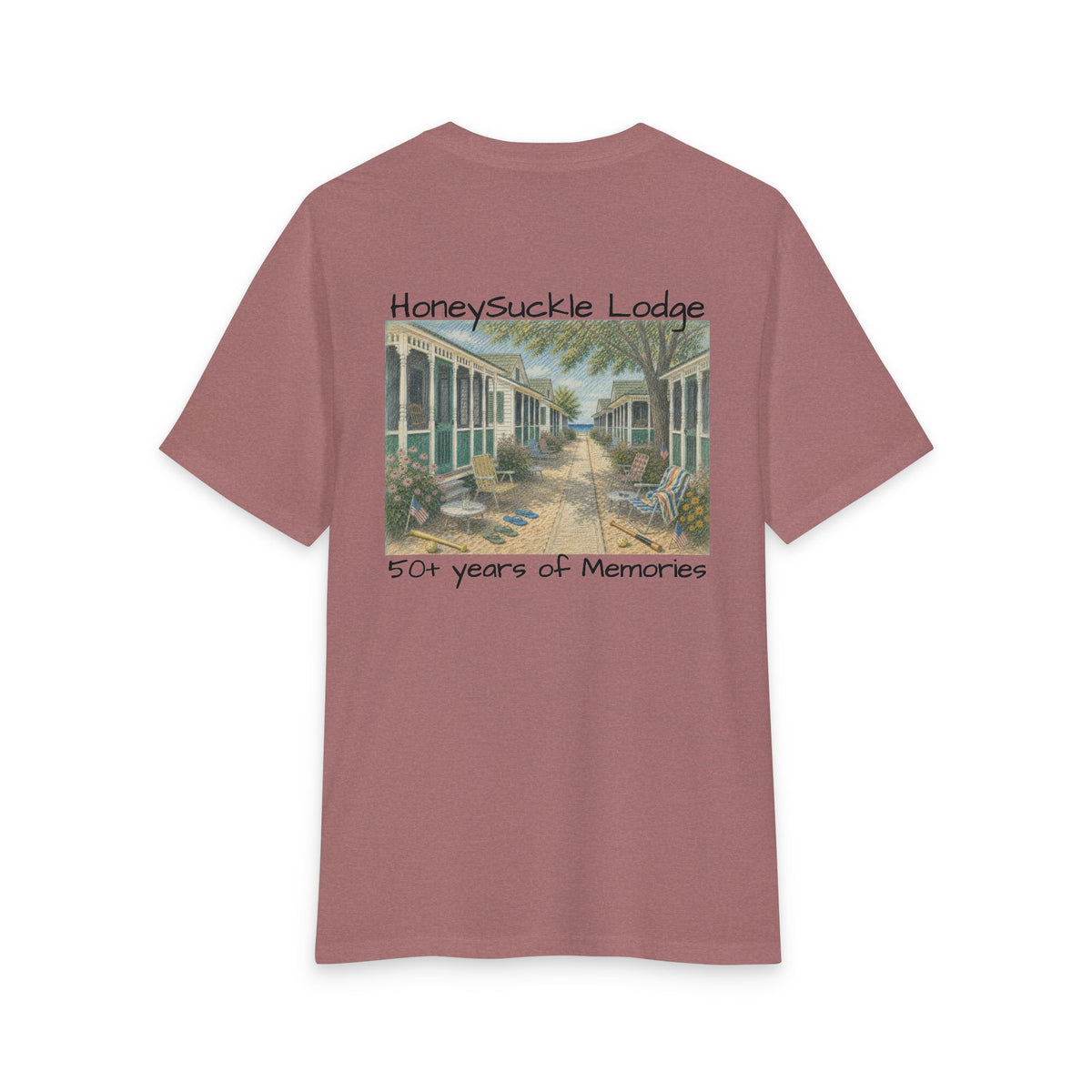 Vintage Americana Distressed Tee – "Happy 250th America!" Honeysuckle Lodge Souvenir T-Shirt