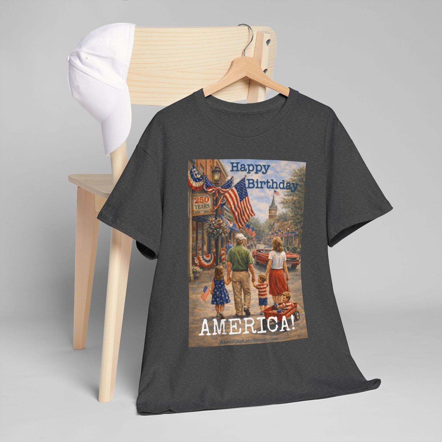 250th Patriotic "Happy Birthday America!" T-Shirt — Vintage Fourth of July Tee
