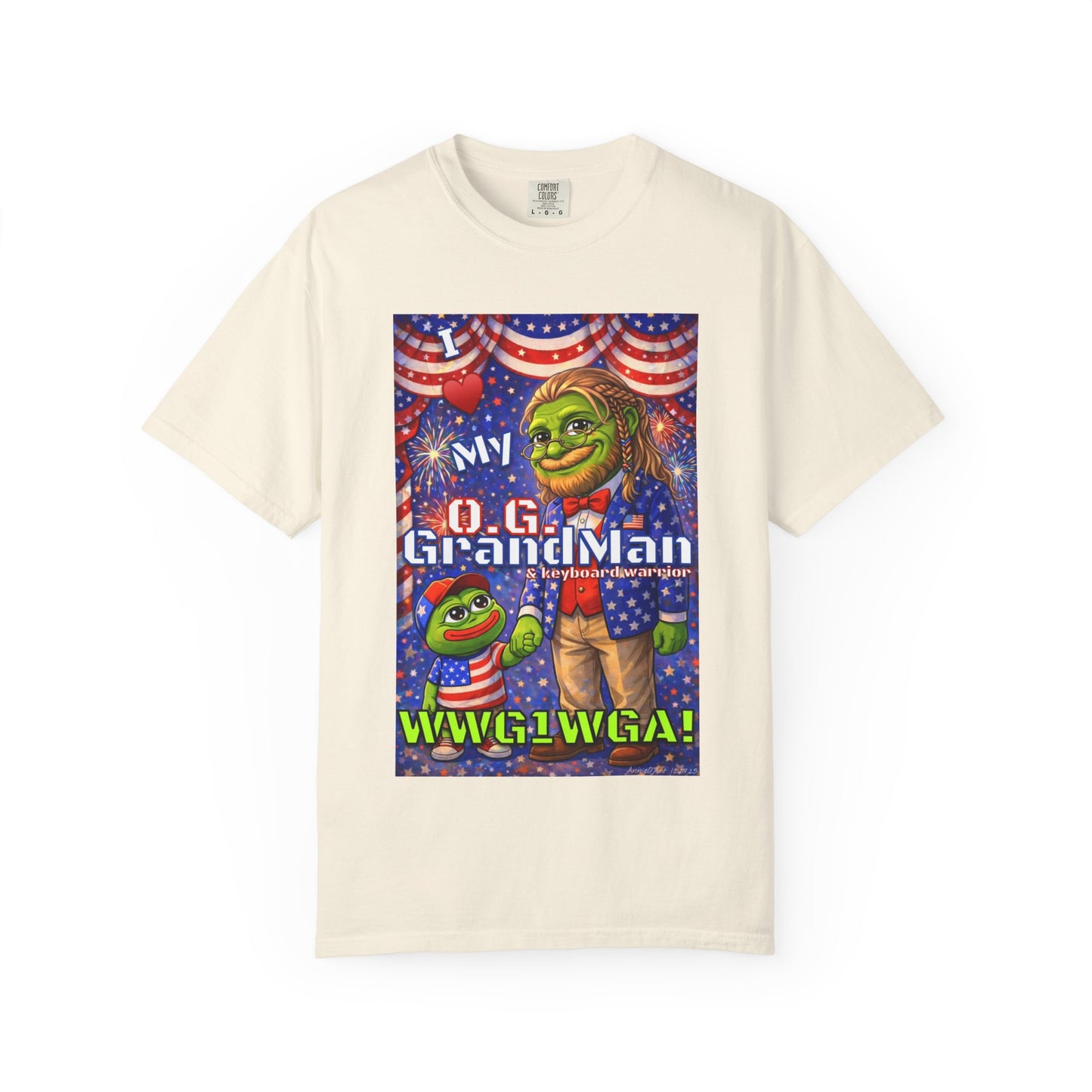 Grandpa/GrandMan Keyboard Warriors— "I ♥️ My O.G. GrandMan" Patriotic Pepe Graphic (WWG1WGA)