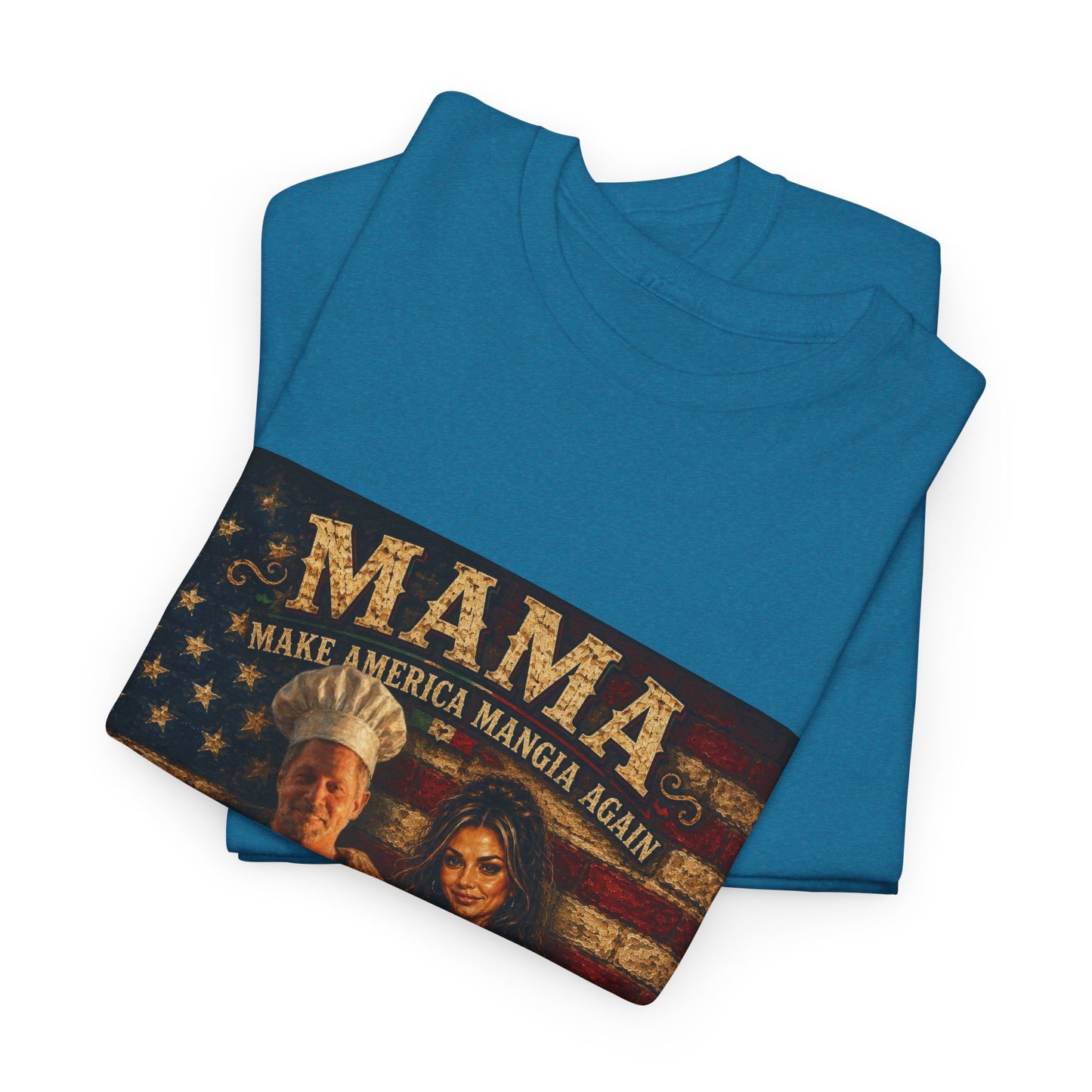 CUSTOM for MANDY—Mama Pizza Team T-Shirt — Retro American Flag Pizza Chef Graphic Tee