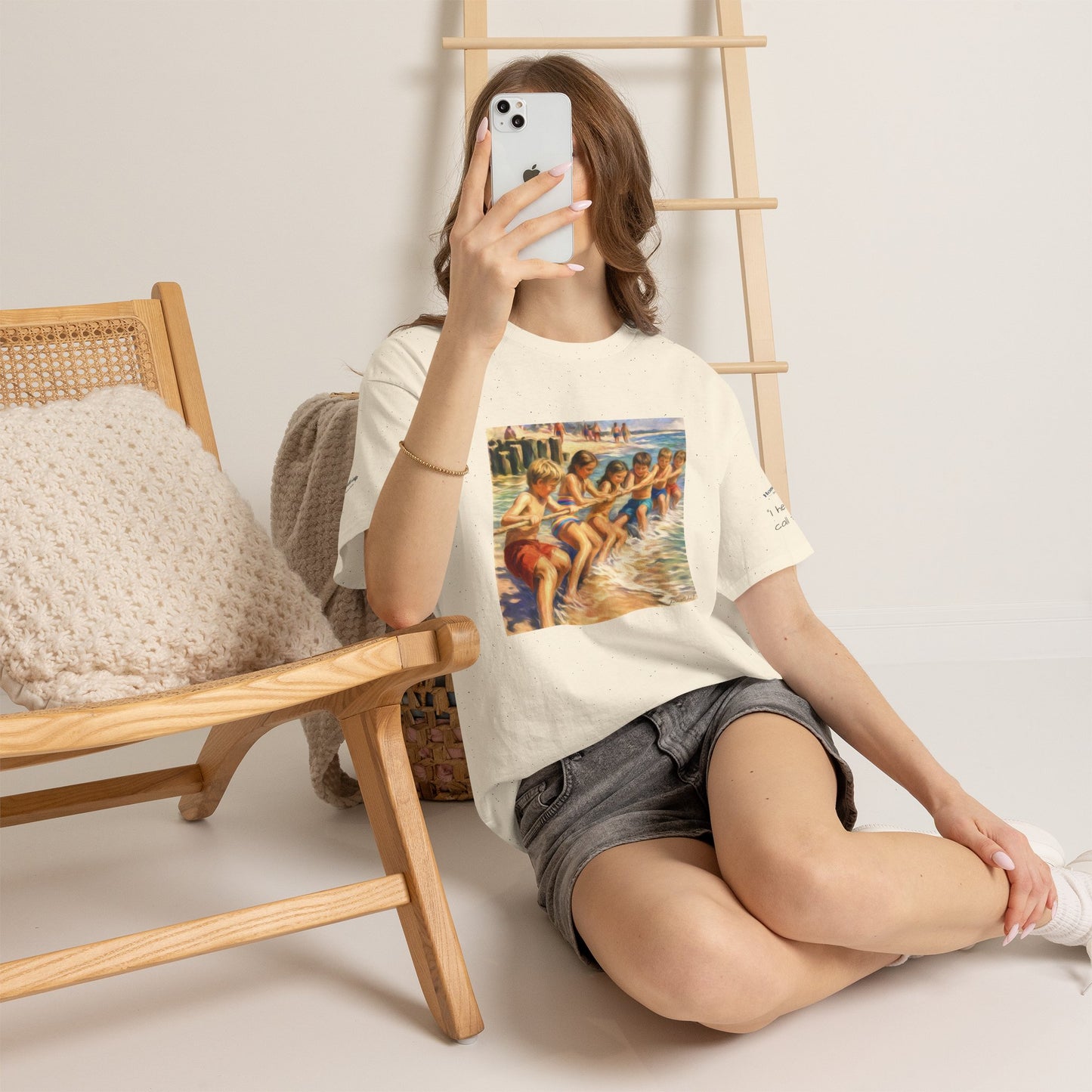 HoneySuckle Lodge Vintage Beach T-Shirt — "50+ years of fun in the sun" Retro Kids on Shore Design