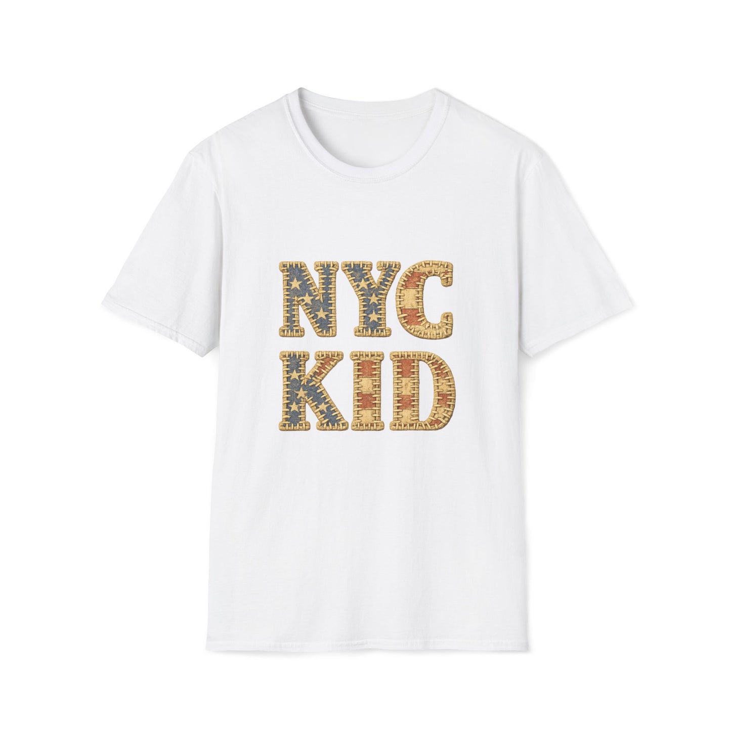 NYC Kid T-Shirt — New York City Vintage Flag Quilt-look Tee