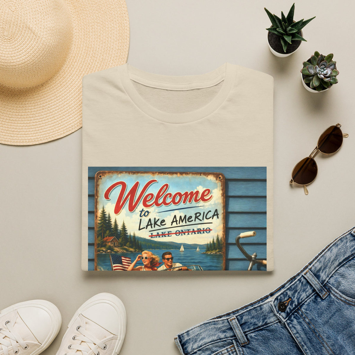 Lake America Welcome T-Shirt — Vintage Lake America Boating Vacation Tee