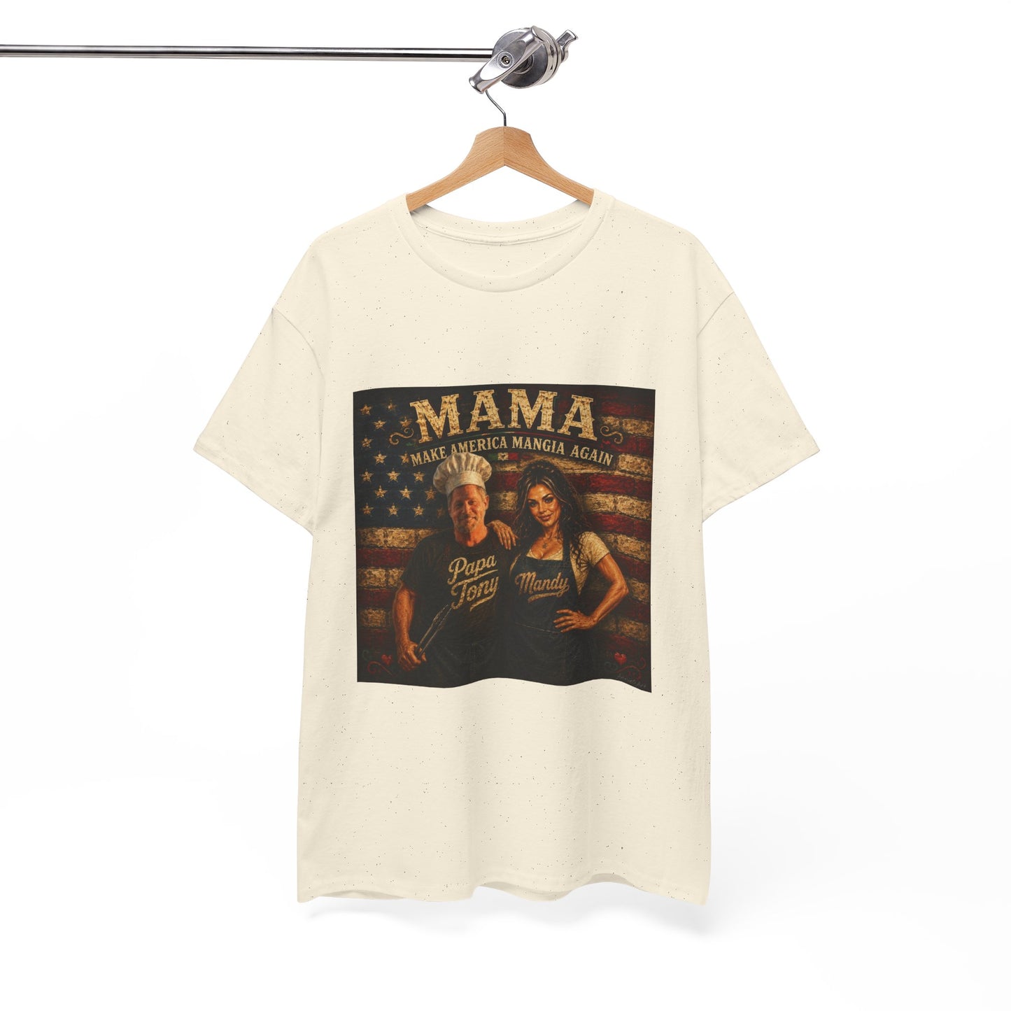 CUSTOM for MANDY—Mama Pizza Team T-Shirt — Retro American Flag Pizza Chef Graphic Tee