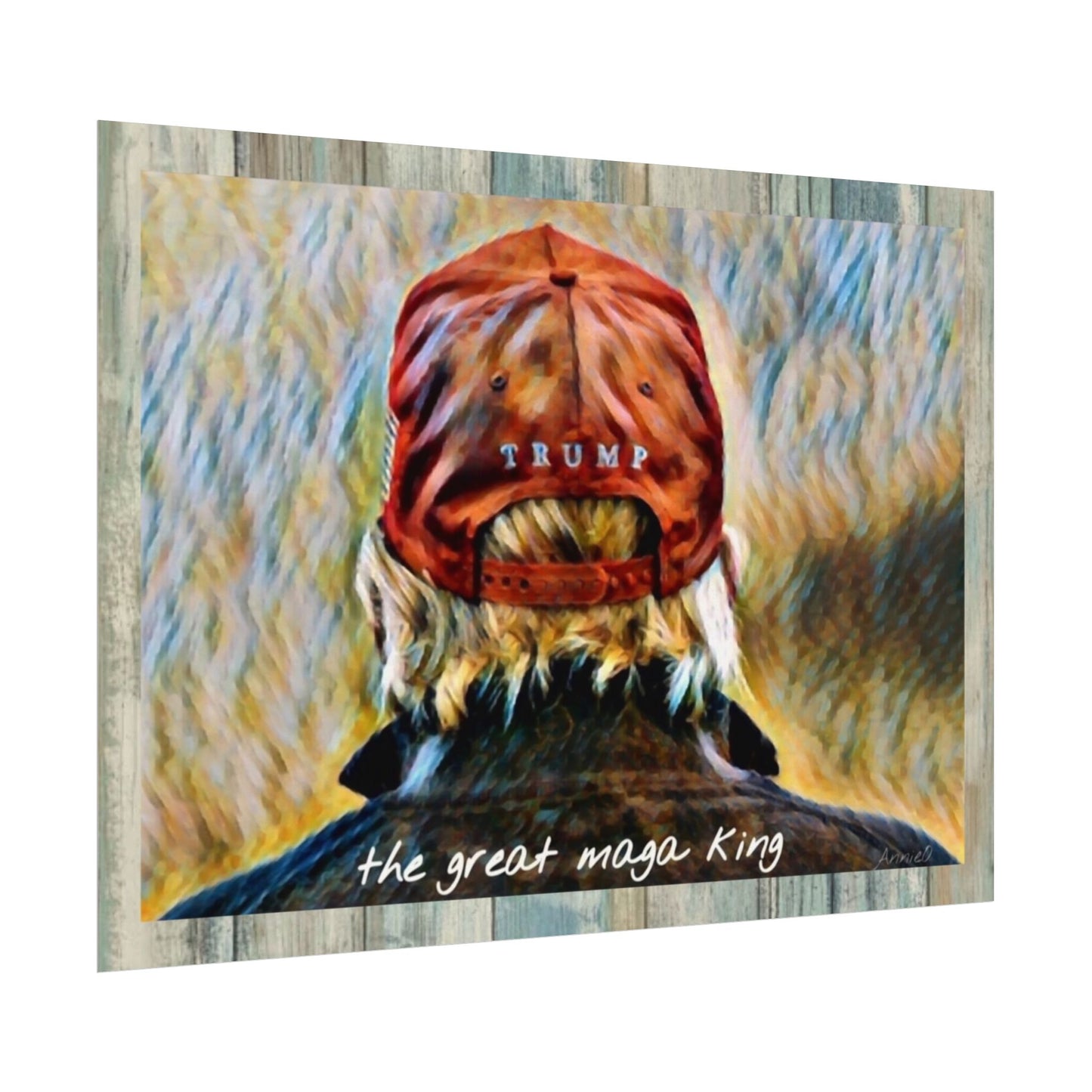 Textured Watercolor Matte Poster — 'The Great MAGA King' Red Hat Artwork