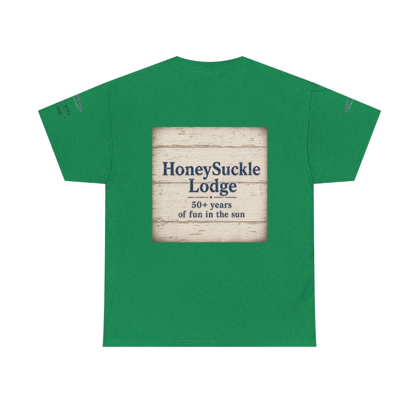 HoneySuckle Lodge Vintage Beach T-Shirt — "50+ years of fun in the sun" Retro Kids on Shore Design