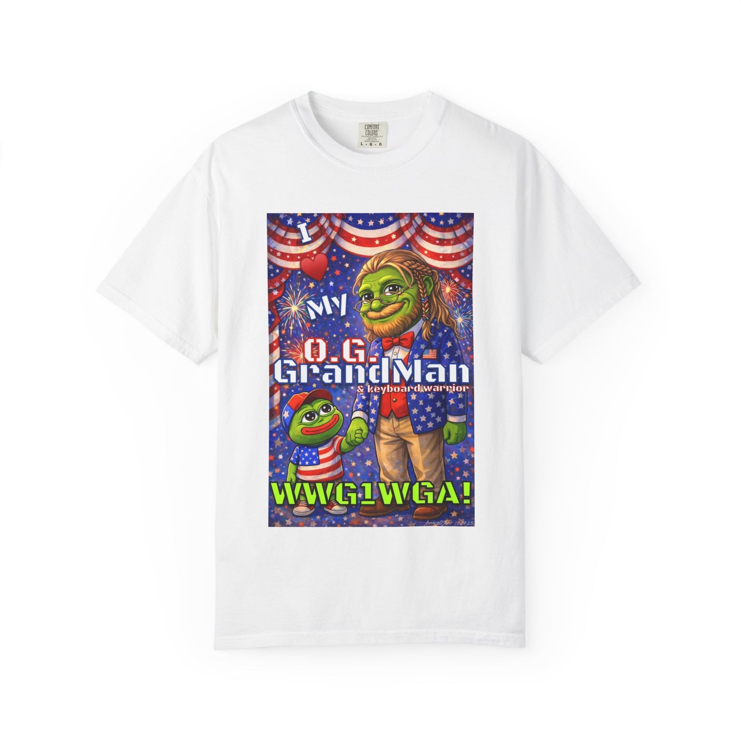 Grandpa/GrandMan Keyboard Warriors— "I ♥️ My O.G. GrandMan" Patriotic Pepe Graphic (WWG1WGA)