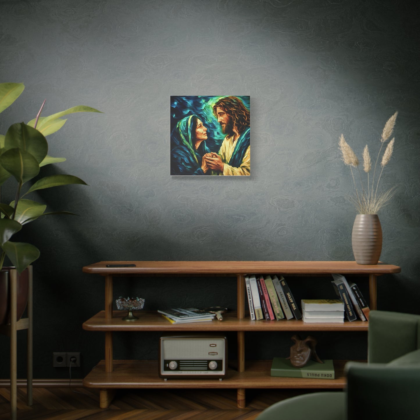 Jesus Comforting Mother Mary—Matte Canvas Wall Art