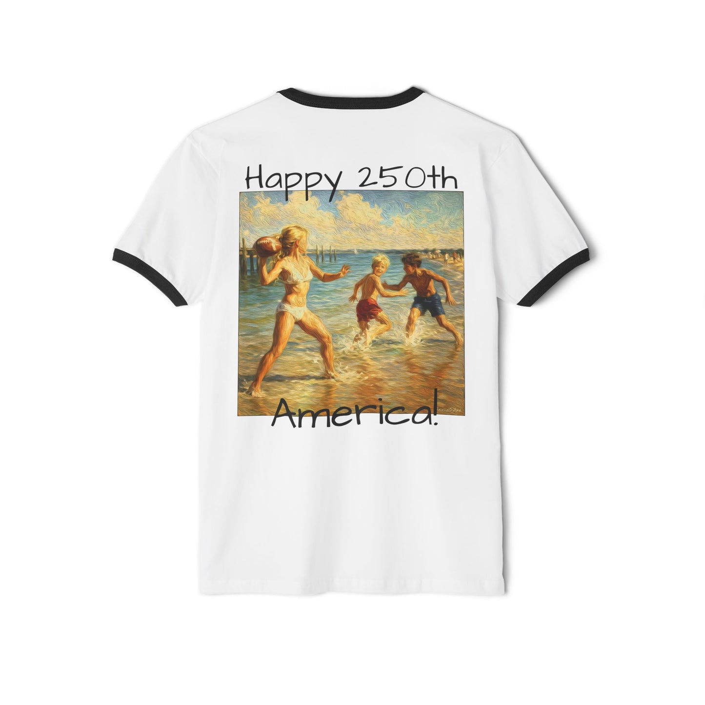 ‘Hold Your Form’ -250th America Vintage Beach Ringer Font & Back Design T-Shirt