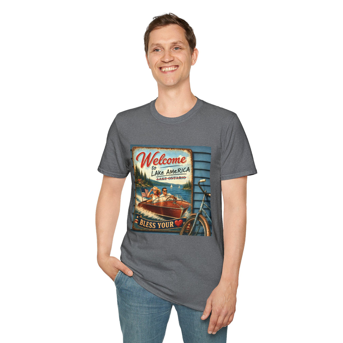 Lake America Welcome T-Shirt — Vintage Lake America Boating Vacation Tee