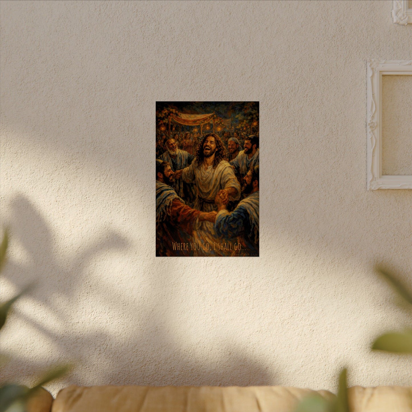Jesus Dancing at Cana Art Poster — Joyful Jesus Watercolor Matte Print