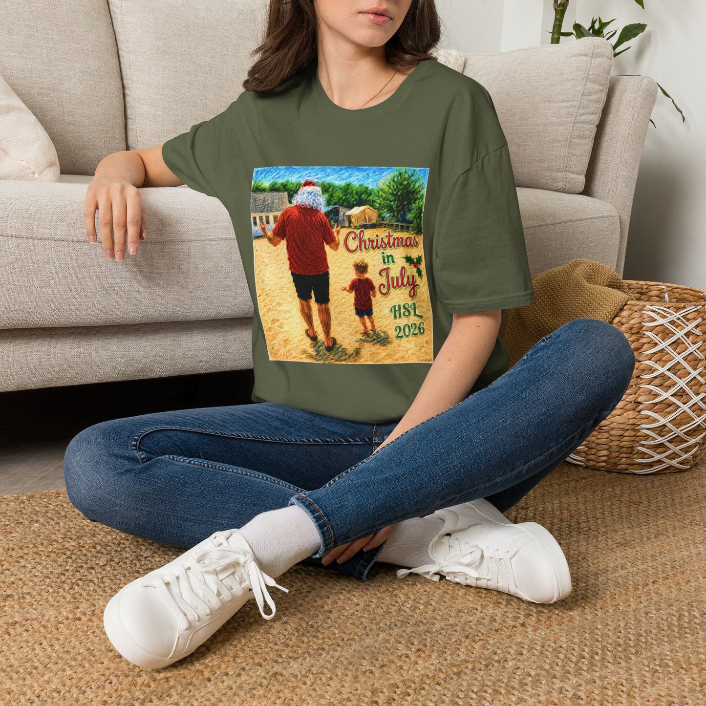 T-Shirt — Christmas in July Santa Beach Graphic Tee