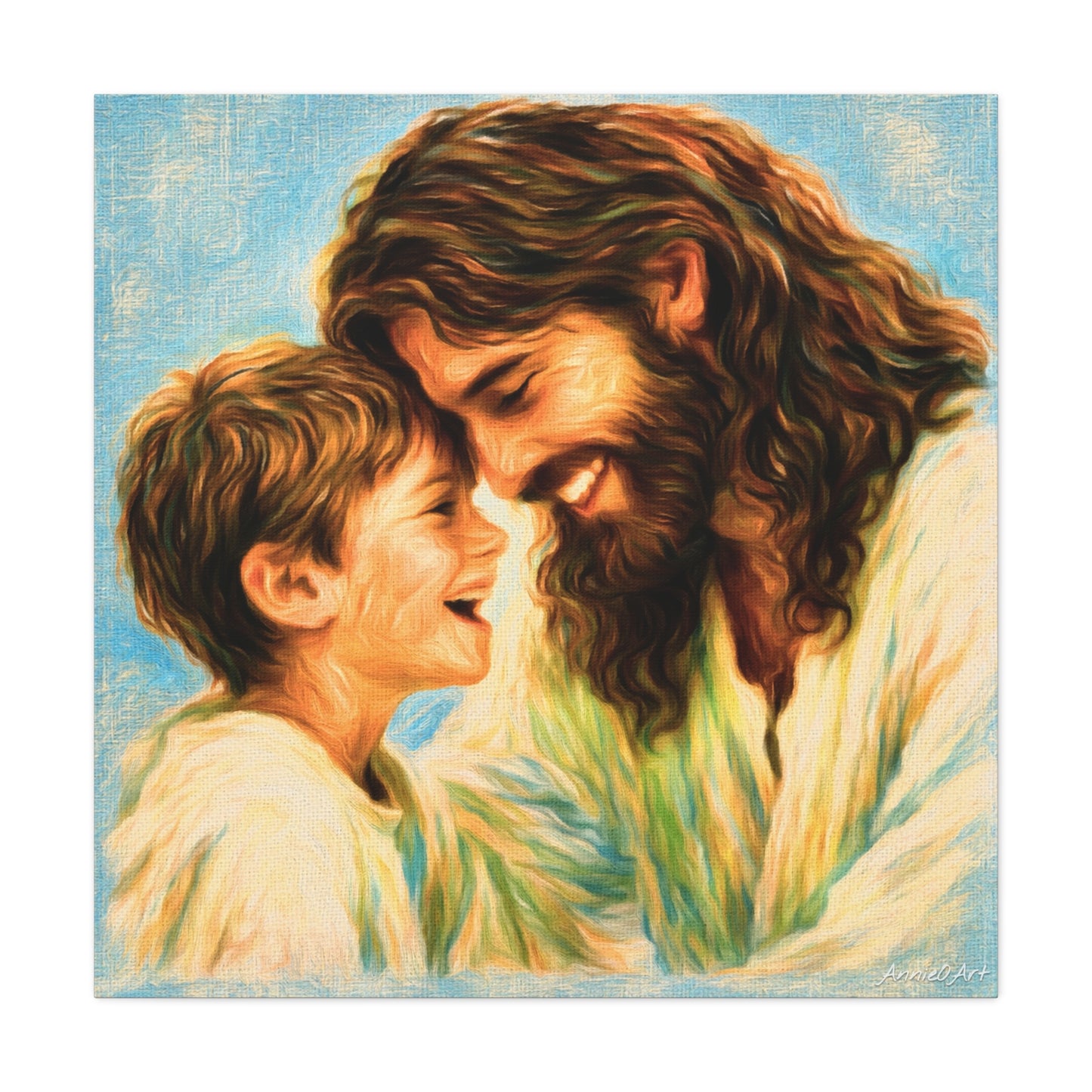 Smiling Jesus and Child Matte Canvas Wall Art