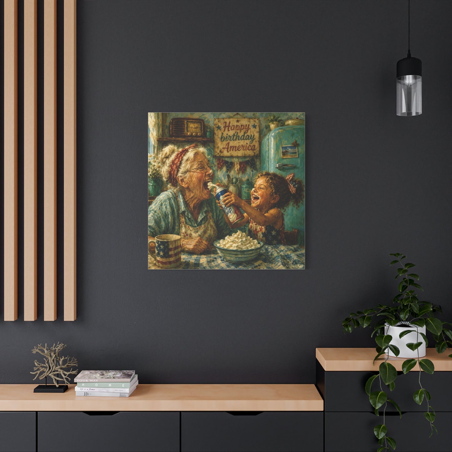 Fourth of July Grandma & Granddaughter Matte Canvas Wall Art