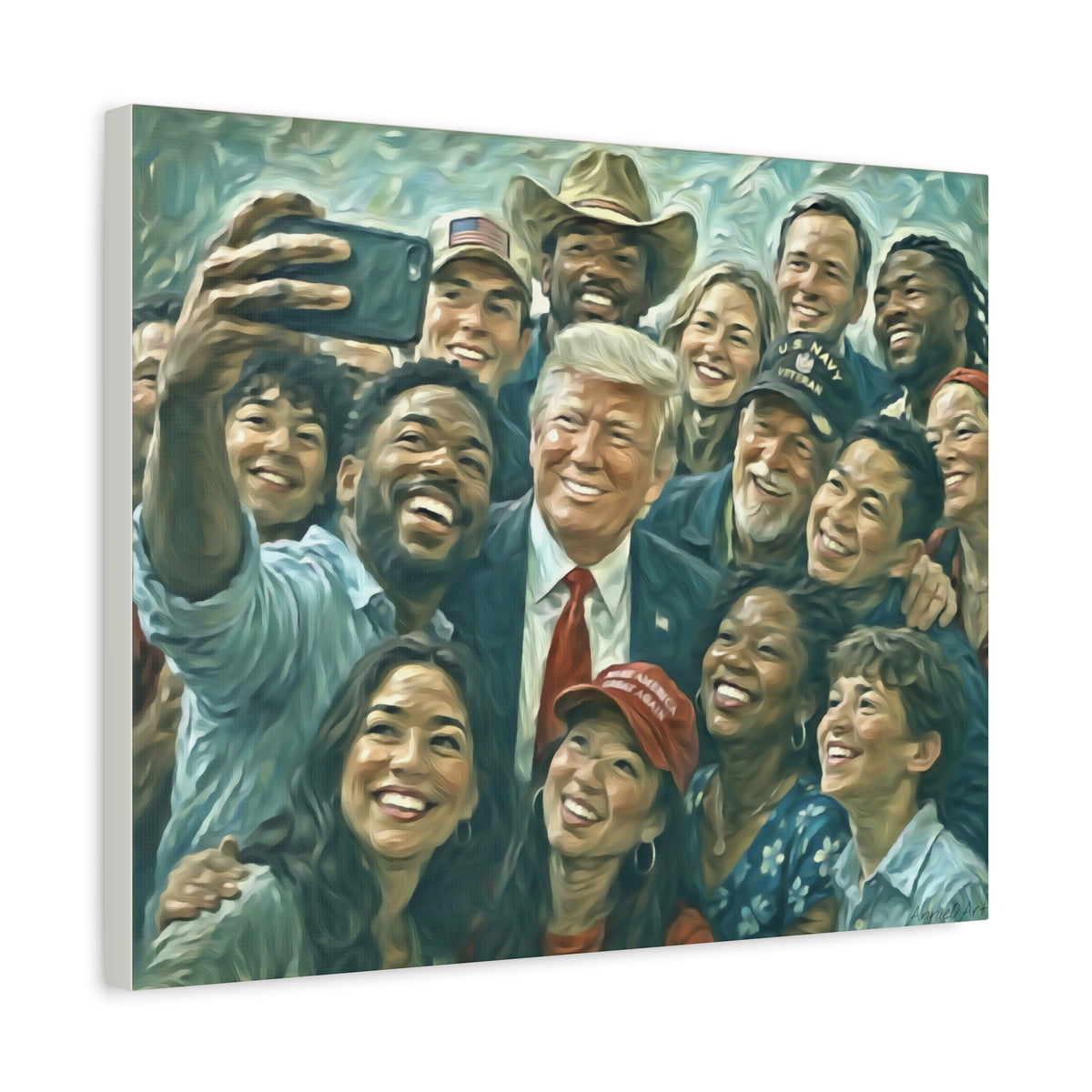 Trump Selfie Matte Canvas Print — Portrait Wall Art