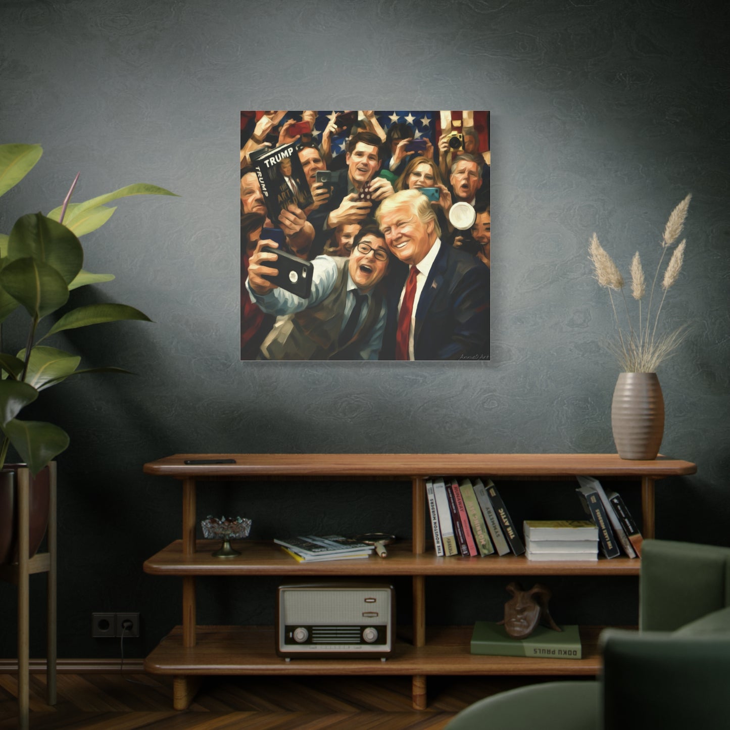Trump Patriotic Crowd Selfie Canvas - Stretched Matte Wall Art