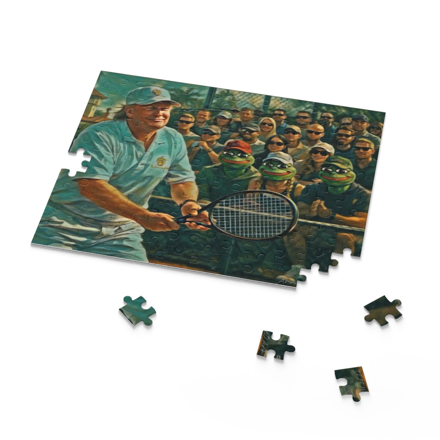 Trump Tennis Crowd Jigsaw Puzzle — Vintage Match Scene (120/252/500 pcs)