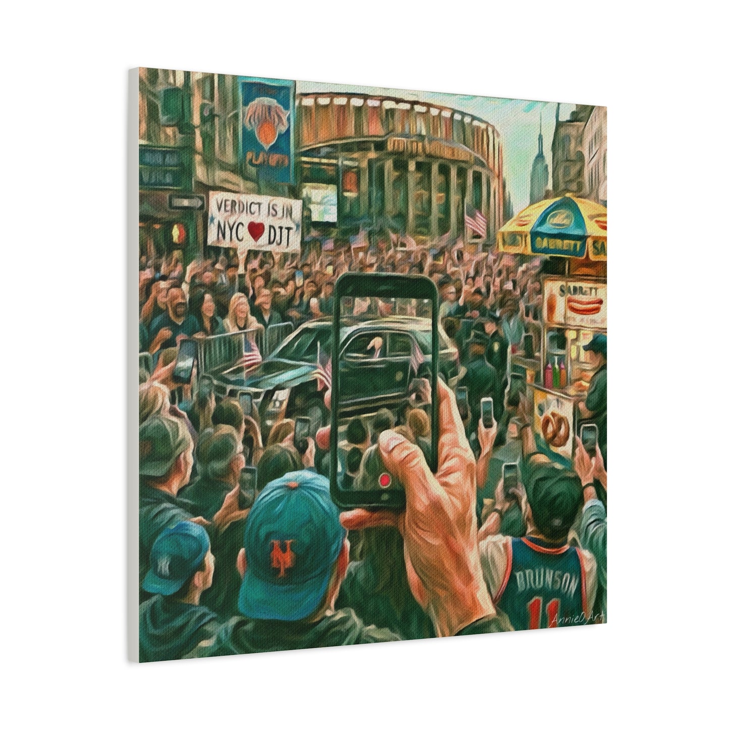 Trump Cheered At The Garden— Canvas Art - NYC Crowd Cheering with Phone Recording (Stretched 1.25")
