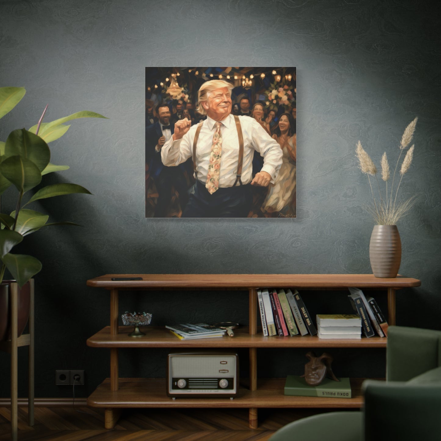 Vintage Festive Trump Dancing Canvas Wall Art
