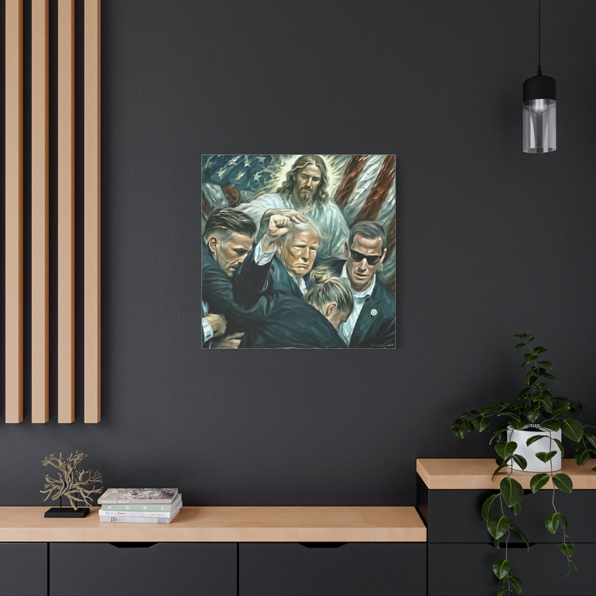 Trump With Jesus—Matte Canvas Art