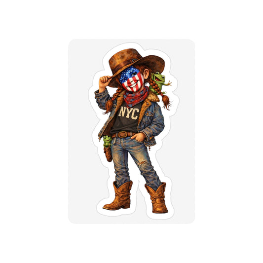 Patriotic Cowgirl Die-Cut Sticker — NYC Patriotic Cowgirl (AnnieO) (Outdoor Transparent)